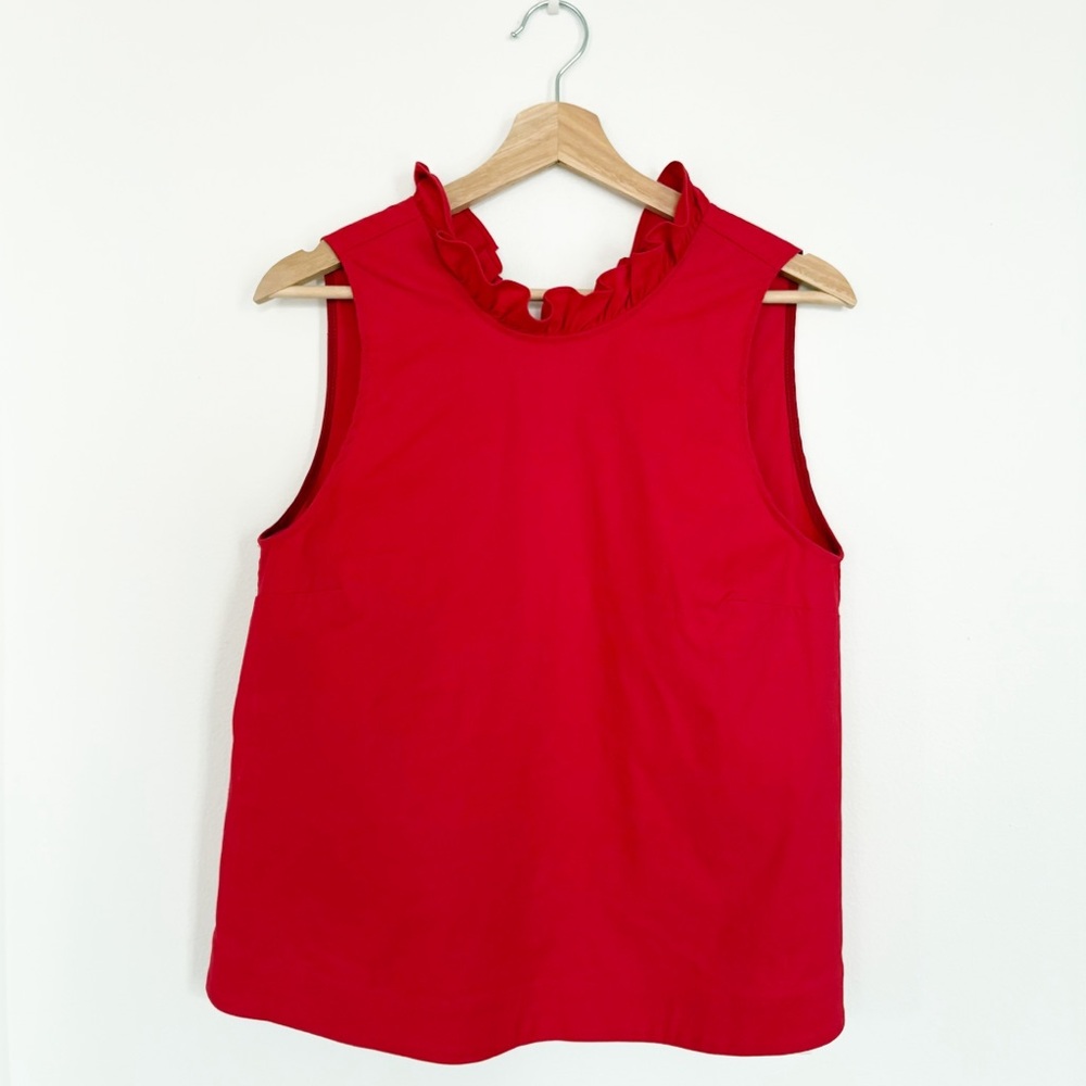 Sea New York || Coco High Neck‎ Ruffle Tank Sleeveless Blouse A-Line Red 6